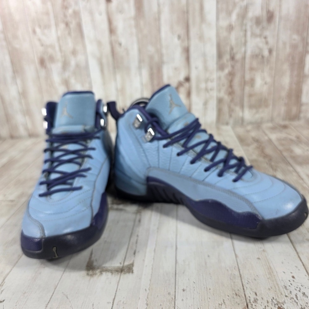 Jordan 12 Retro BG Blue Cap Dark Purple Silver 510815-418 Kids Size 6Y Sneaker - Picture 6 of 8